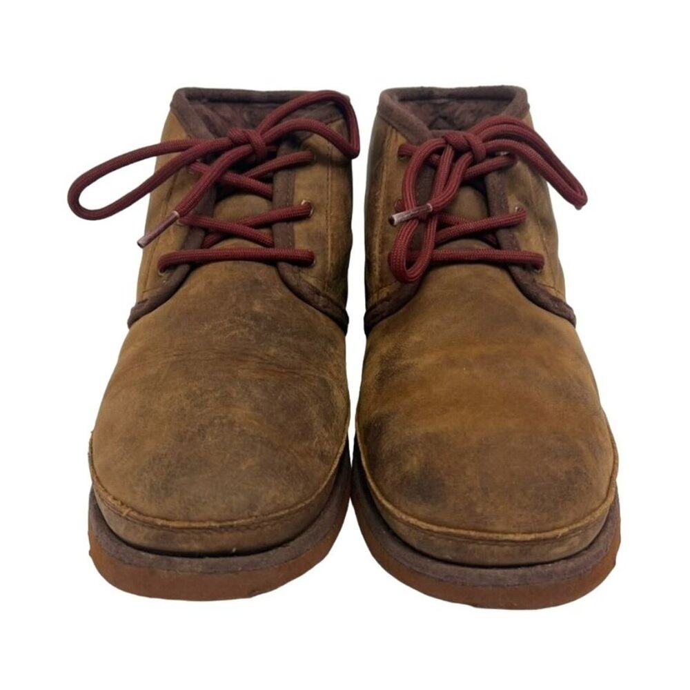 UGG Numel II Weather brown leather sherpa lined lace up boots Kids 5